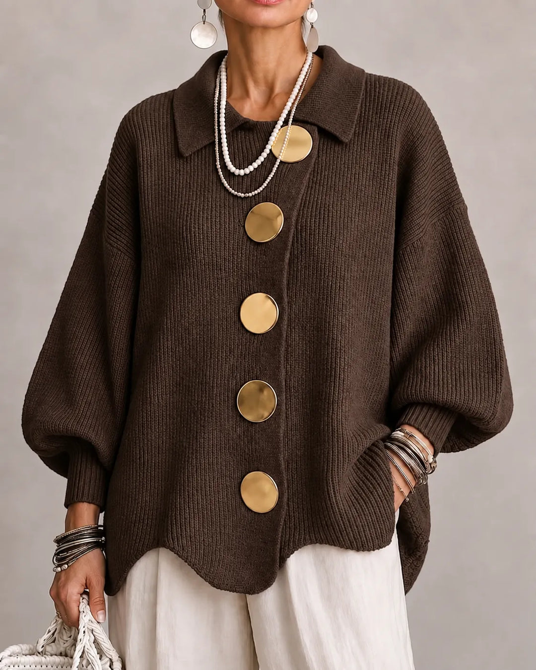 Elara | Oversized Button Knit Sweater