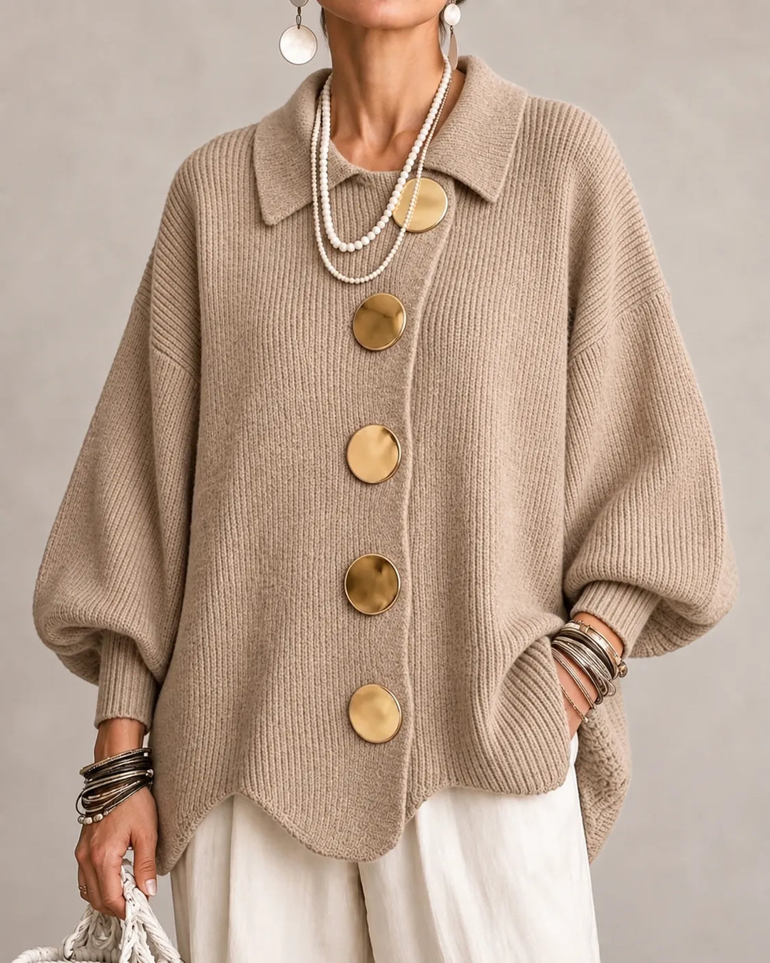 Elara | Oversized Button Knit Sweater