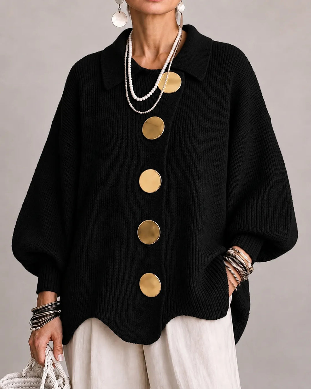 Elara | Oversized Button Knit Sweater