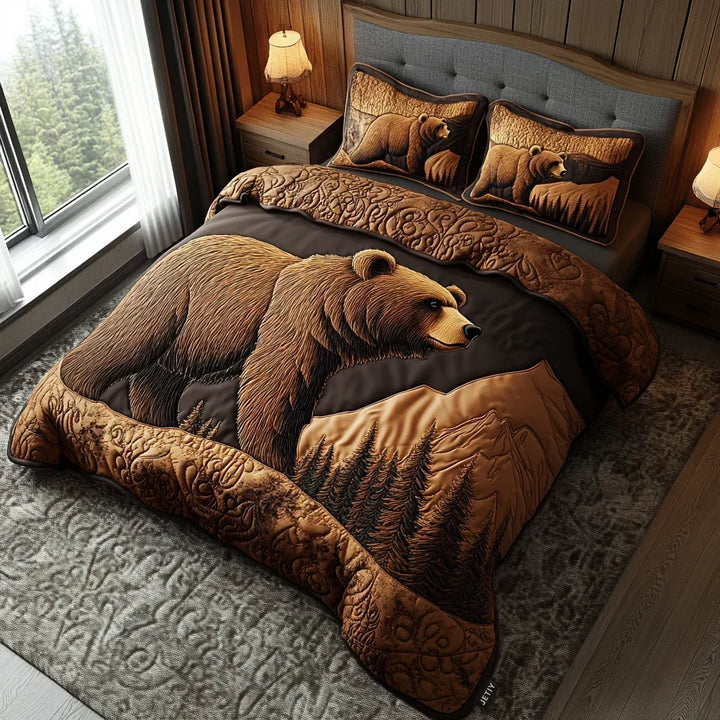 3-Piece Quilted Bedding Set - Woodland Animals