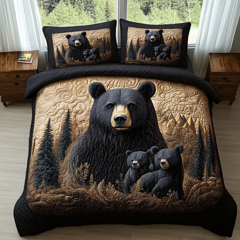 3-Piece Quilted Bedding Set - Woodland Animals