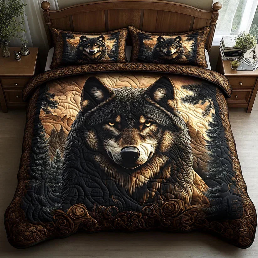 3-Piece Quilted Bedding Set - Woodland Animals