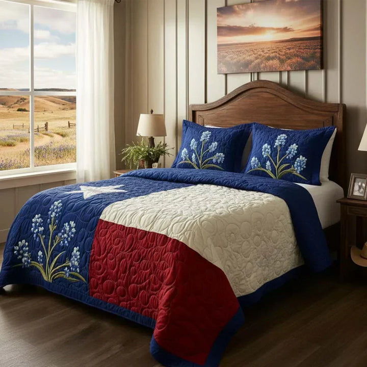 3-Piece Quilted Bedding Set - Texas Pride