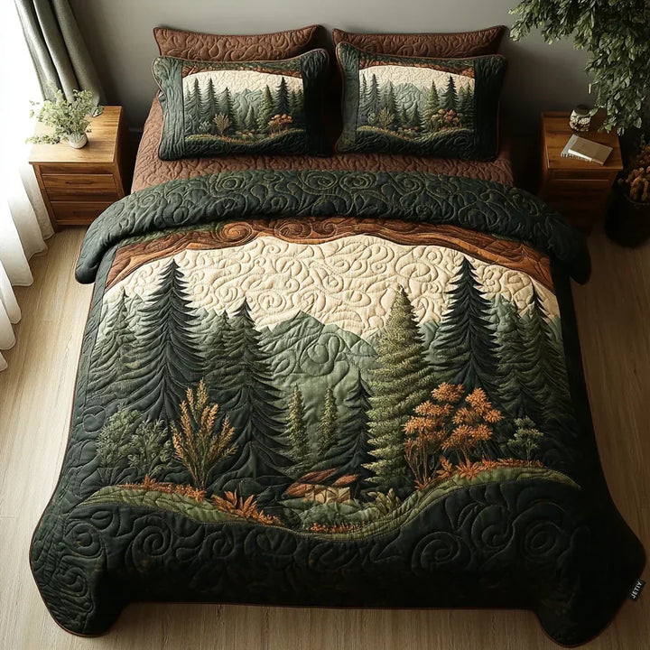 3-Piece Quilted Bedding Set - Woodland Walk