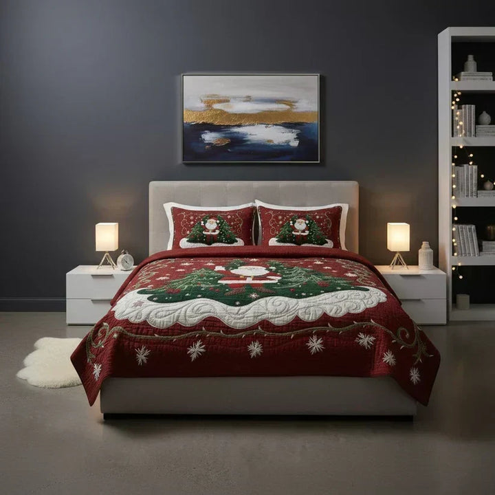 3-Piece Quilted Bedding Set - Santa&